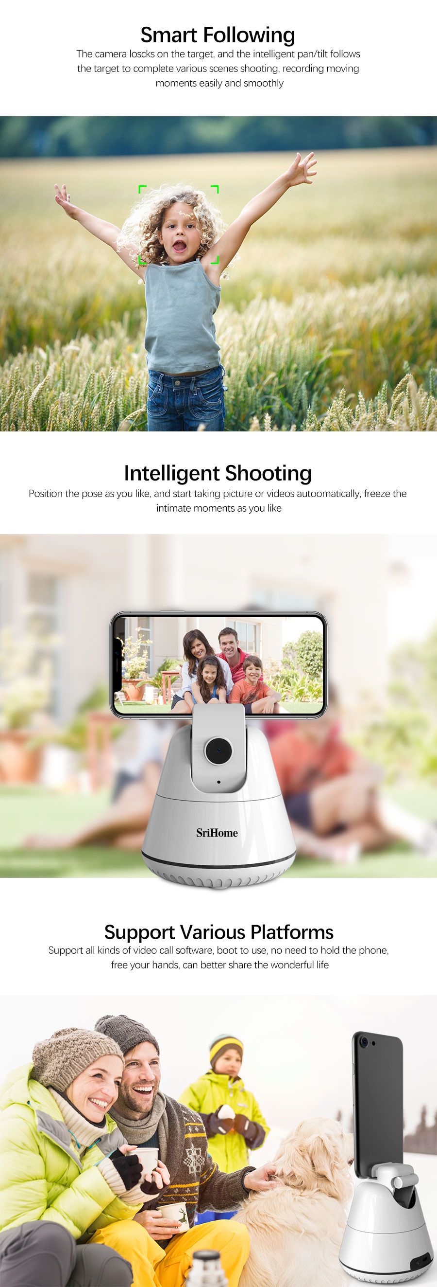 SriHome-SH006-Auto-Smart-Shooting-Selfie-Stick-360deg-Rotation-Auto-Face-Tracking-Object-Tracking-vl-1715748