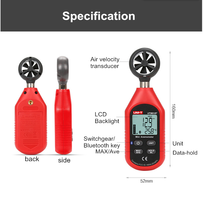 UNI-T-UT363BT-bluetooth-Mini-Wind-Speed-Meter-Digital-Pocket-Size-Anemometer-Measurement-Thermometer-1236782