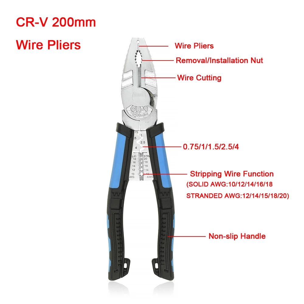 Toolour-8inch-Multitool-Long-Nose-Pliers-Wire-Stripper-Side-Cutters-Pliers-Crimping-Tool-Wire-Cutter-1757214