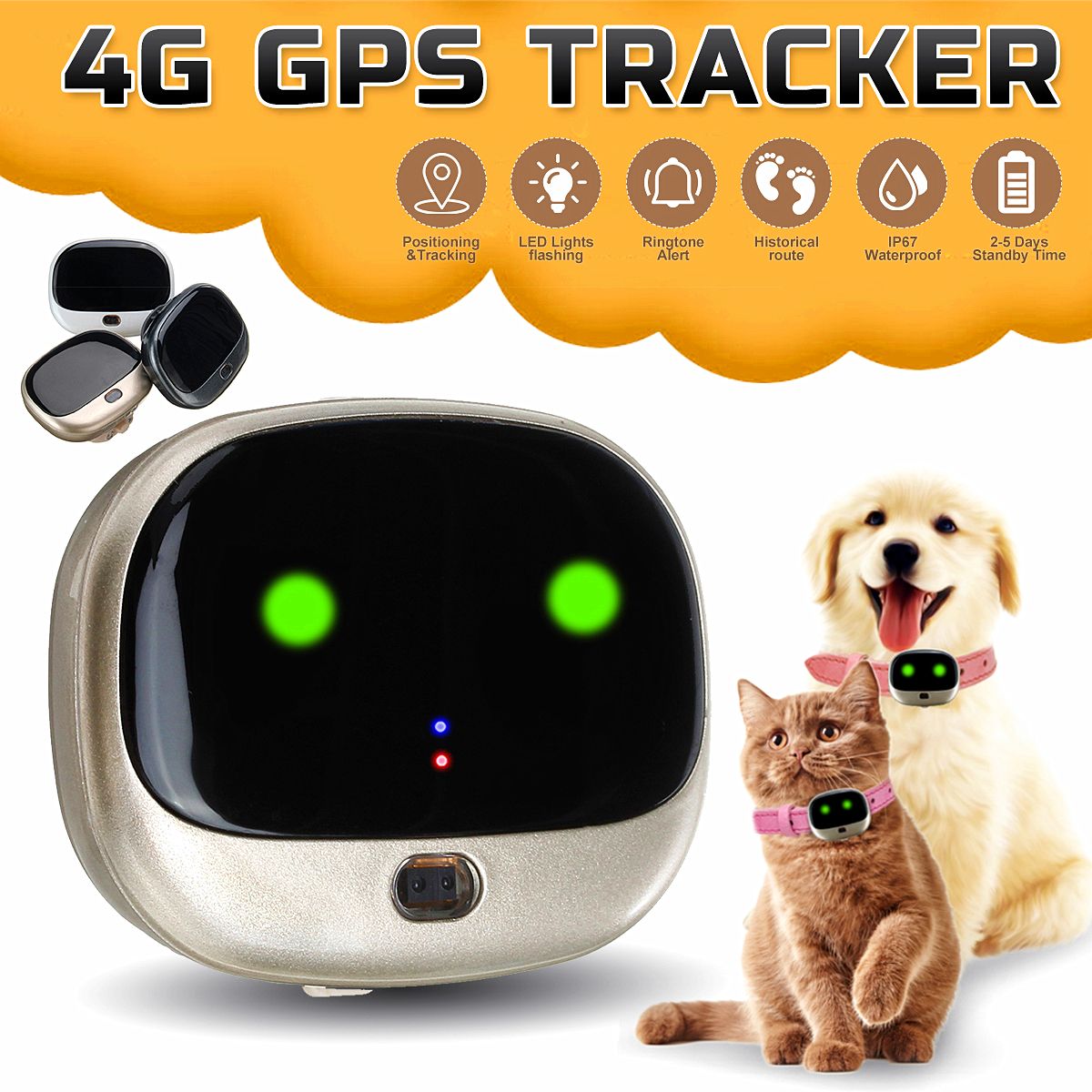4G-Smart-Wasserdichte-Bluetooth-GPS-Tracker-fuumlr-Haustier-Hund-Katze-Schluumlssel-1659493