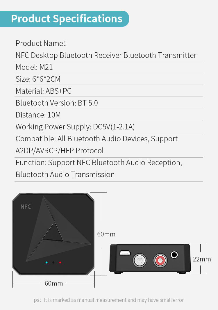 Bakeey-2-In-1-NFC-enabled-bluetooth-V50-Audio-Transmitter-Receiver-35mm-Aux-RCA-Wireless-Audio-Adapt-1732592