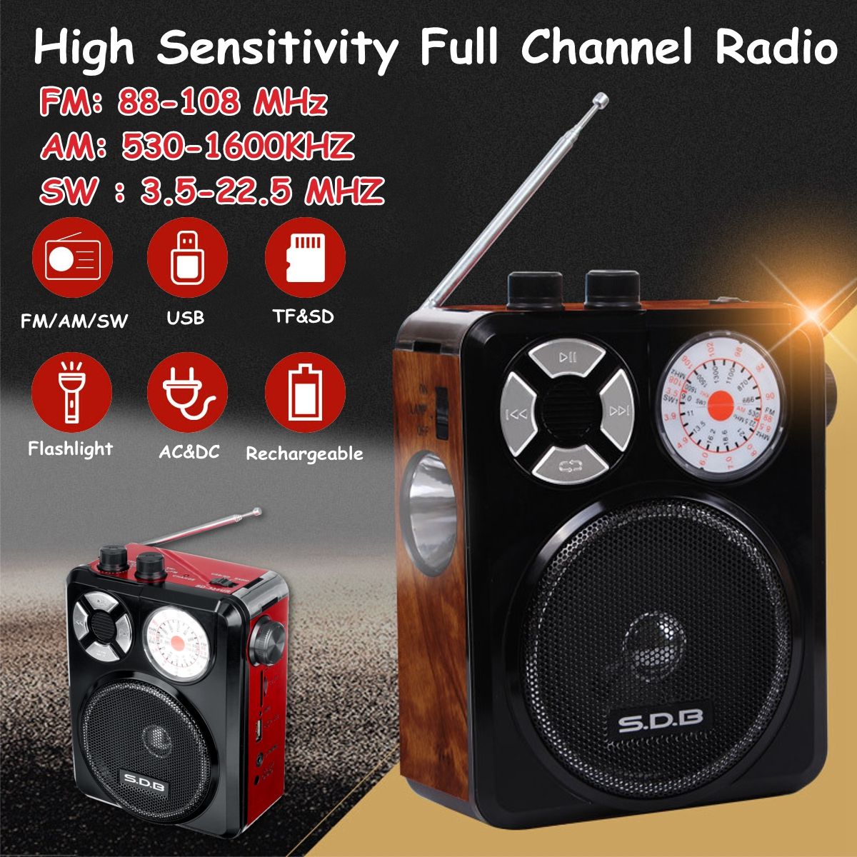 Bakeey-35mm-AUX-Full-Band-High-Sensitivity-FM-AM-Radio-U-Disk-TF-SD-Portable-Player-With-Flashlight--1589275