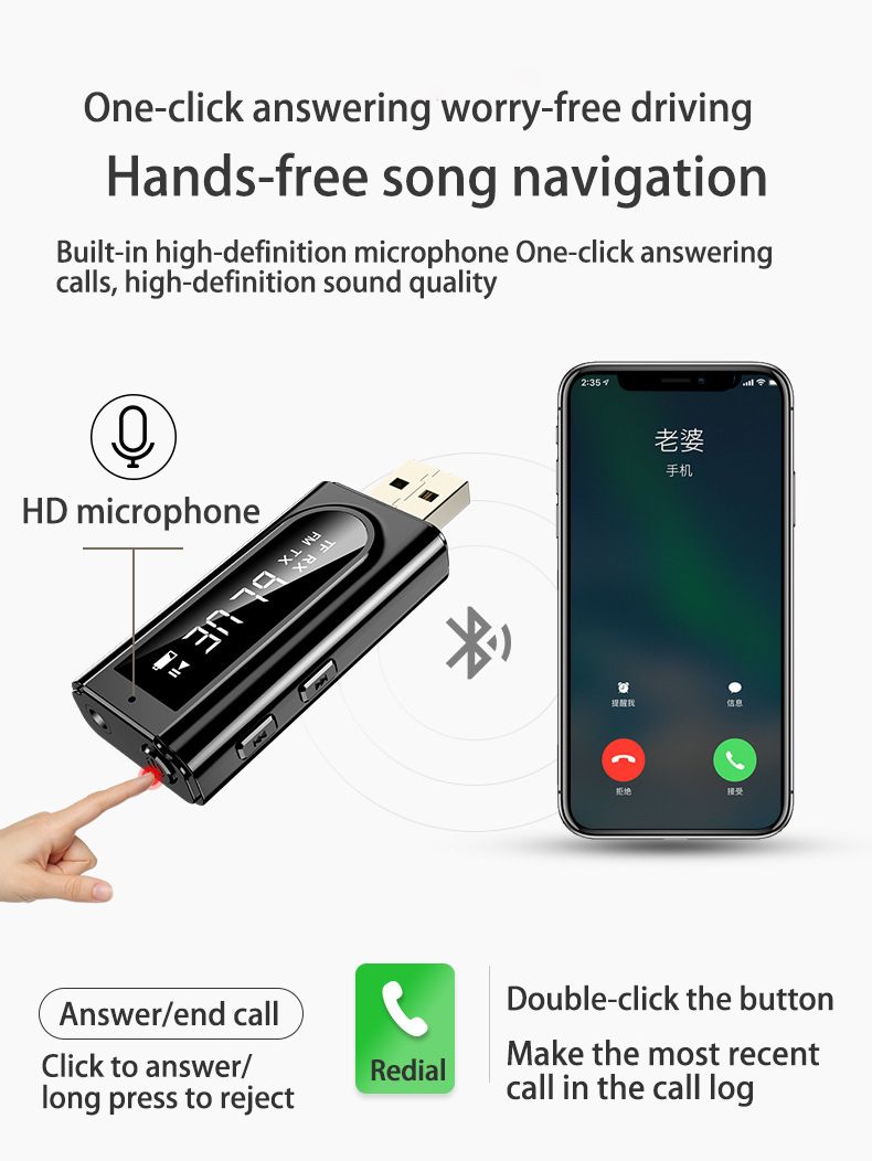 Bakeey-6-In-1-LED-Display-bluetooth-V50-FM-Audio-Transmitter-Receiver-Wireless-Audio-Adapter-TF-Card-1749666