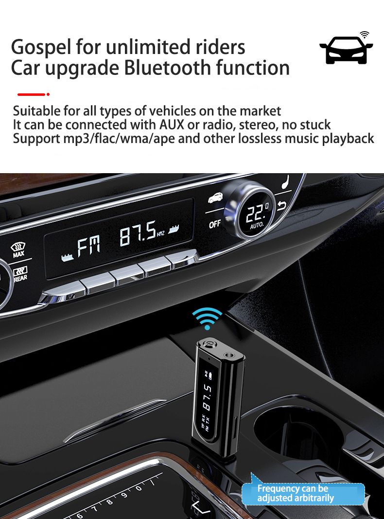 Bakeey-6-In-1-LED-Display-bluetooth-V50-FM-Audio-Transmitter-Receiver-Wireless-Audio-Adapter-TF-Card-1749666