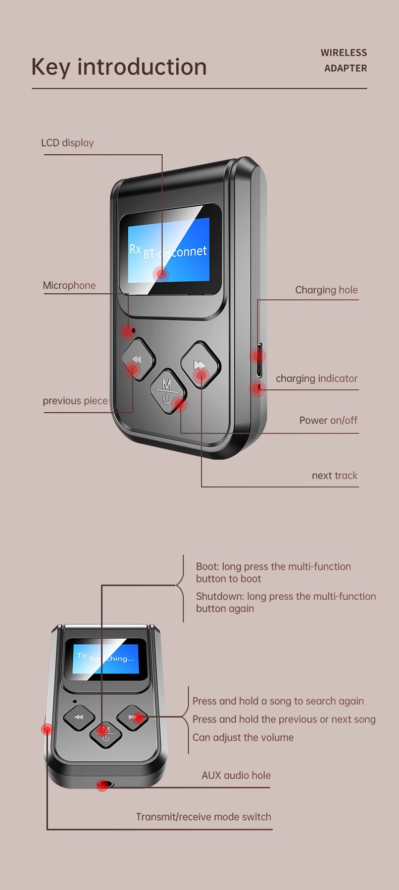 Bakeey-LCD-Digital-Display-bluetooth-50-Audio-Transmitter-Receiver-Wireless-Audio-Adapter-35mm-Audio-1716555