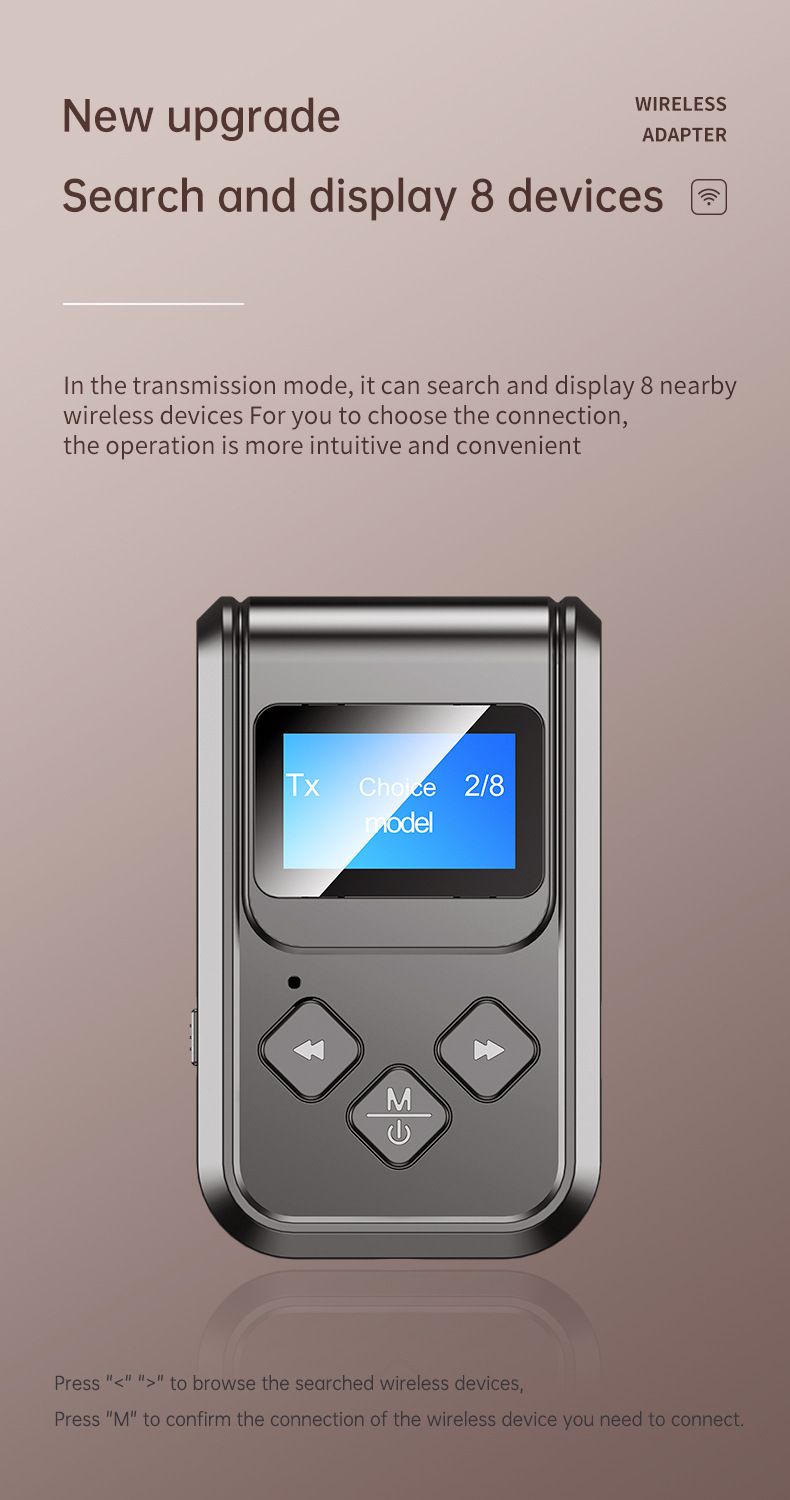 Bakeey-LCD-Digital-Display-bluetooth-50-Audio-Transmitter-Receiver-Wireless-Audio-Adapter-35mm-Audio-1716555