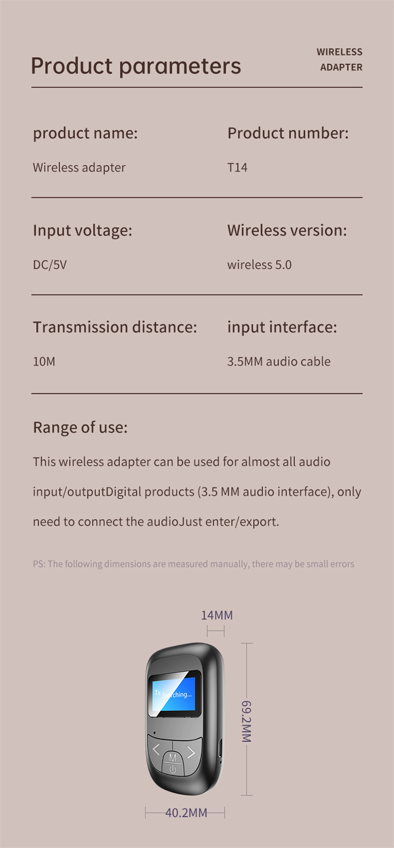 Bakeey-T14-LCD-Display-bluetooth-50-Audio-TransmitterReceiver-Adapter-AUX-RCA-Stereo-Wireless-Adapte-1752617