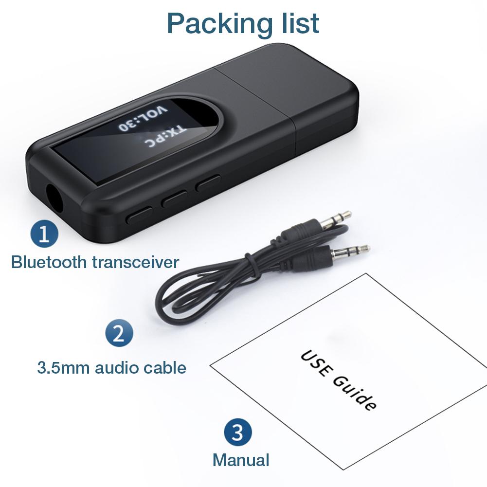 Bakeey-USB-bluetooth-50-Transmitter-Receiver-35mm-AUX-Jack-LCD-Display-Wireless-Adapter-For-TV-Stere-1756786