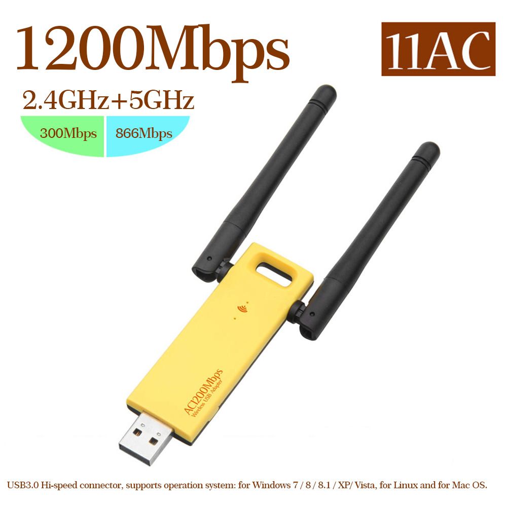 Bakeey-USB30-ACC-1200Mbps-Wireless-Dual-Band-2450GHz-Etherne-USB-Network-WiFi-Internet-Adapter-for-L-1669494
