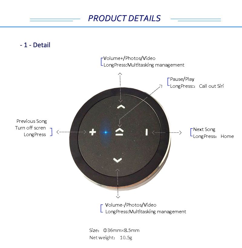 Bakeey-Wireless-bluetooth-Remote-Control-Phone-Car-Steering-Wheel-Motorcycle-Handlebar-Remote-Contro-1533926