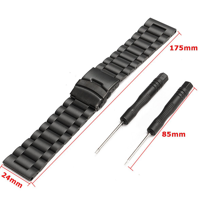 Black-Metal-Stainless-Steel-Watch-Wrist-Band-Strap-for-Garmin-Fenix-3HR-1087720
