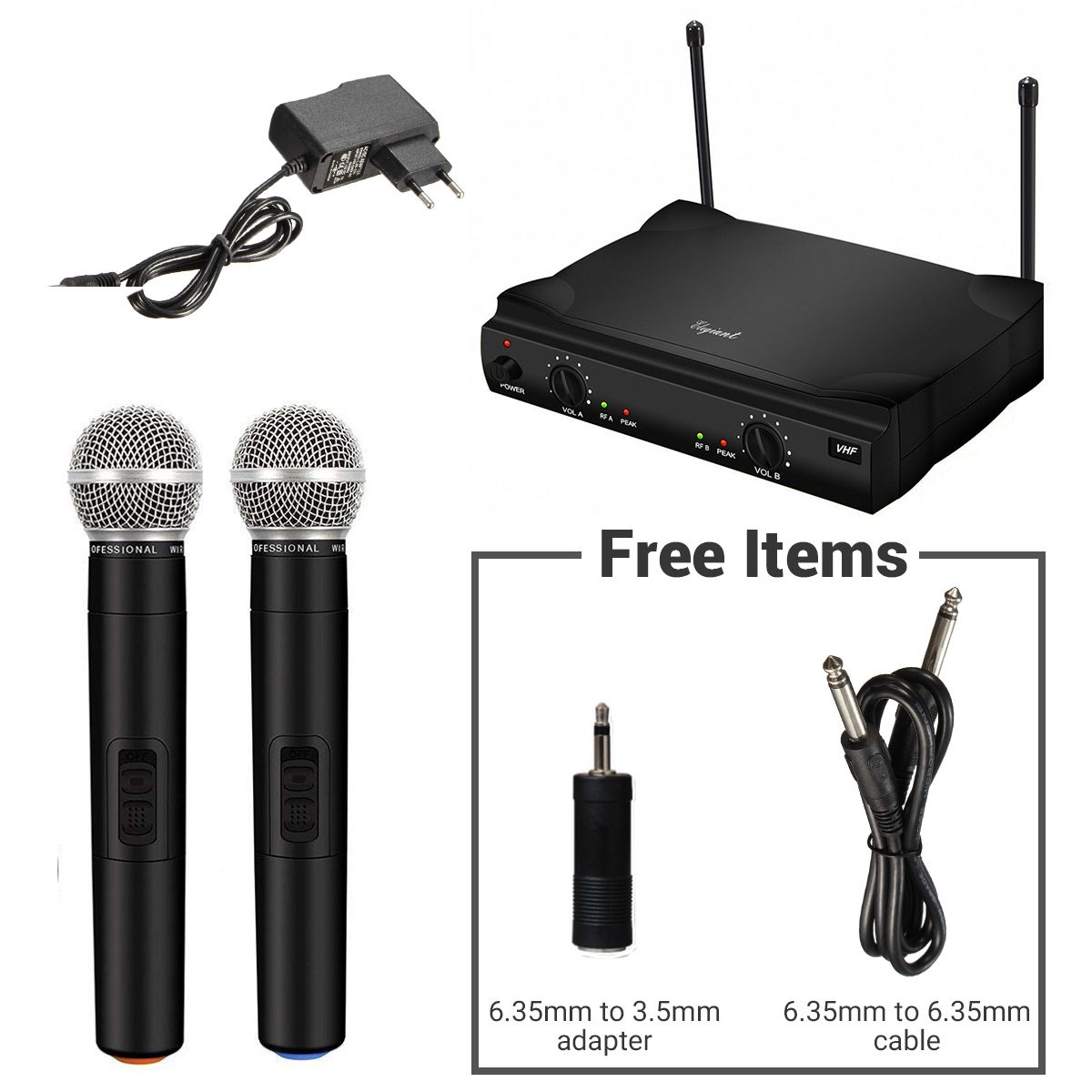 Professional-System-Wireless-Microphone-UHF-2-Channel-Dual-Handheld-Karaoke-Home-1655400