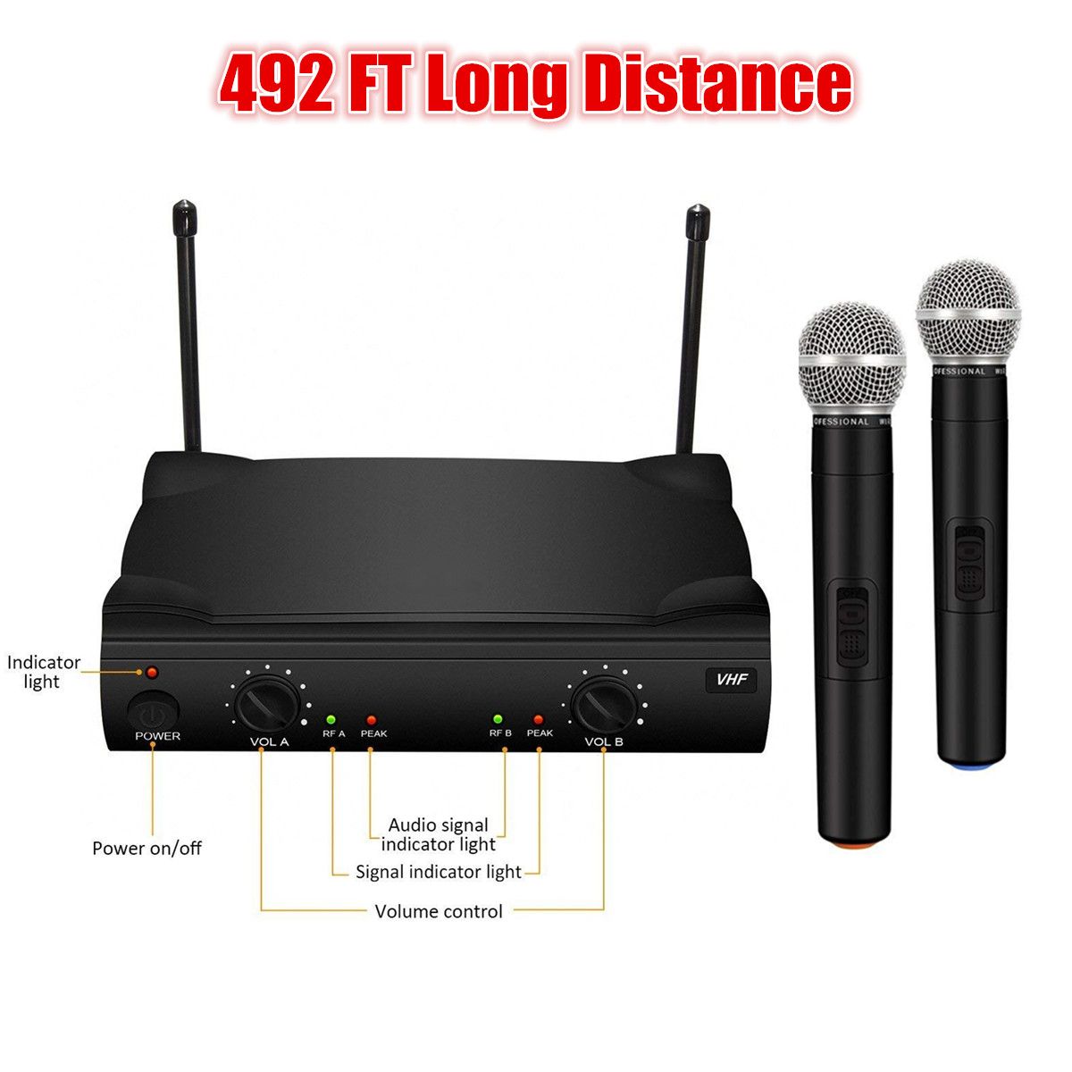 Professional-System-Wireless-Microphone-UHF-2-Channel-Dual-Handheld-Karaoke-Home-1655400