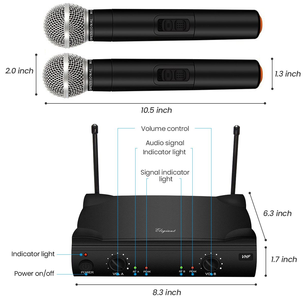 Professional-System-Wireless-Microphone-UHF-2-Channel-Dual-Handheld-Karaoke-Home-1655400