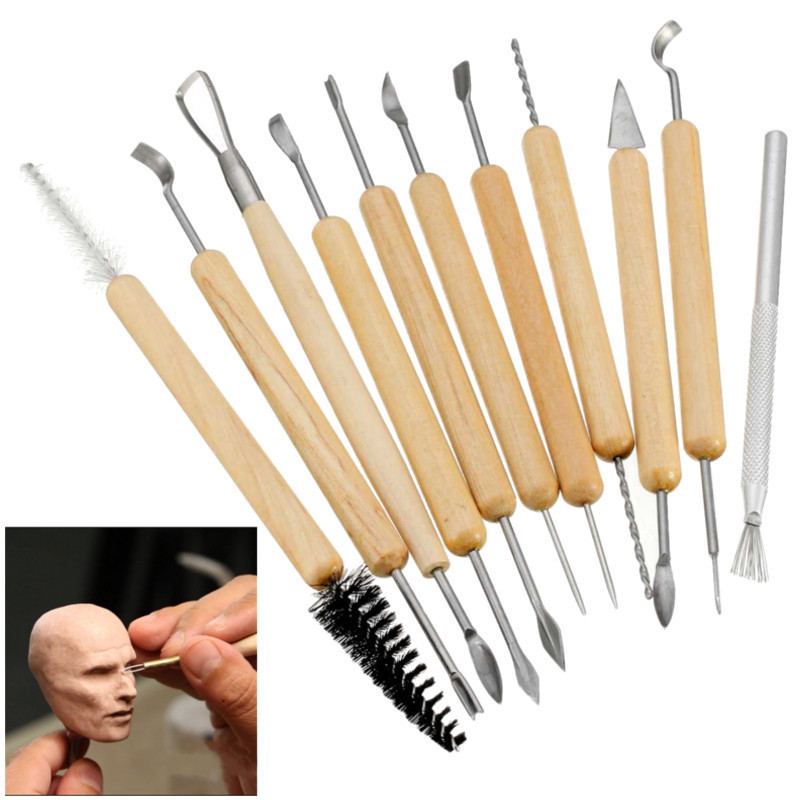 11Pcs-Clay-Sculpting-Set-Wax-Carving-Pottery-Tools-Shapers-Polymer-Modeling-Wood-Handle-Set-1038673