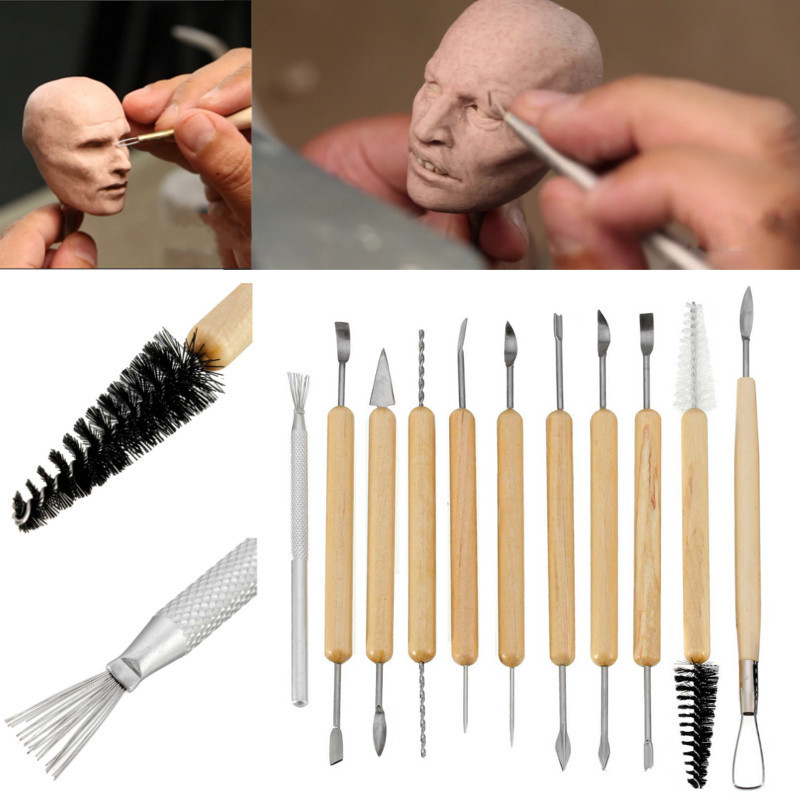 11Pcs-Clay-Sculpting-Set-Wax-Carving-Pottery-Tools-Shapers-Polymer-Modeling-Wood-Handle-Set-1038673