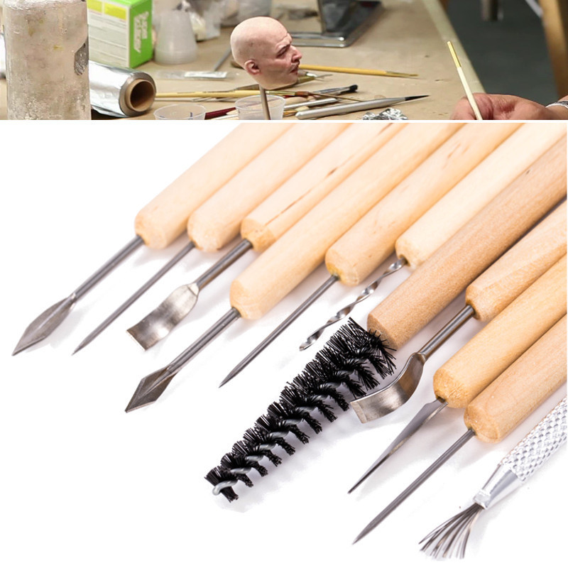 11Pcs-Clay-Sculpting-Set-Wax-Carving-Pottery-Tools-Shapers-Polymer-Modeling-Wood-Handle-Set-1038673