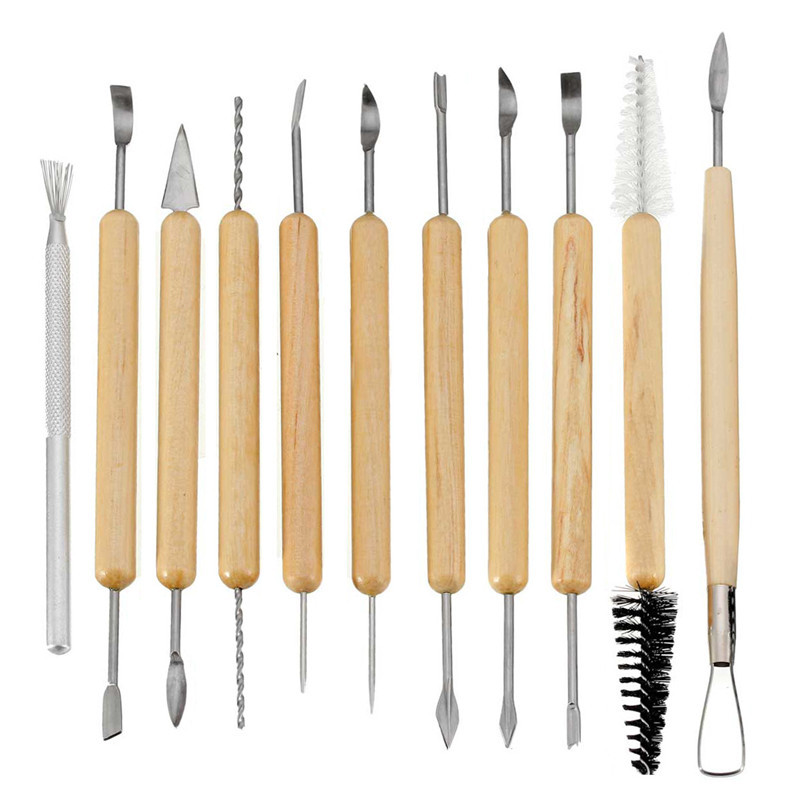 11Pcs-Clay-Sculpting-Set-Wax-Carving-Pottery-Tools-Shapers-Polymer-Modeling-Wood-Handle-Set-1038673