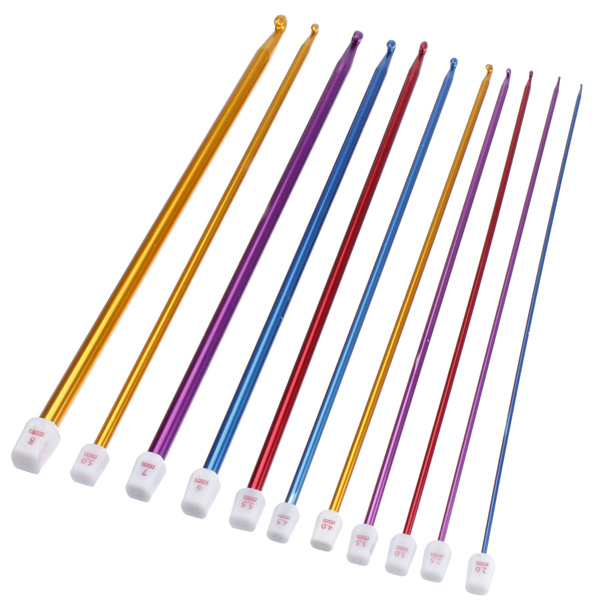 11pcs-Aluminum-Crochet-Lead-Hooks-Colorful-Knitting-Needle-Craft-Kit-64714