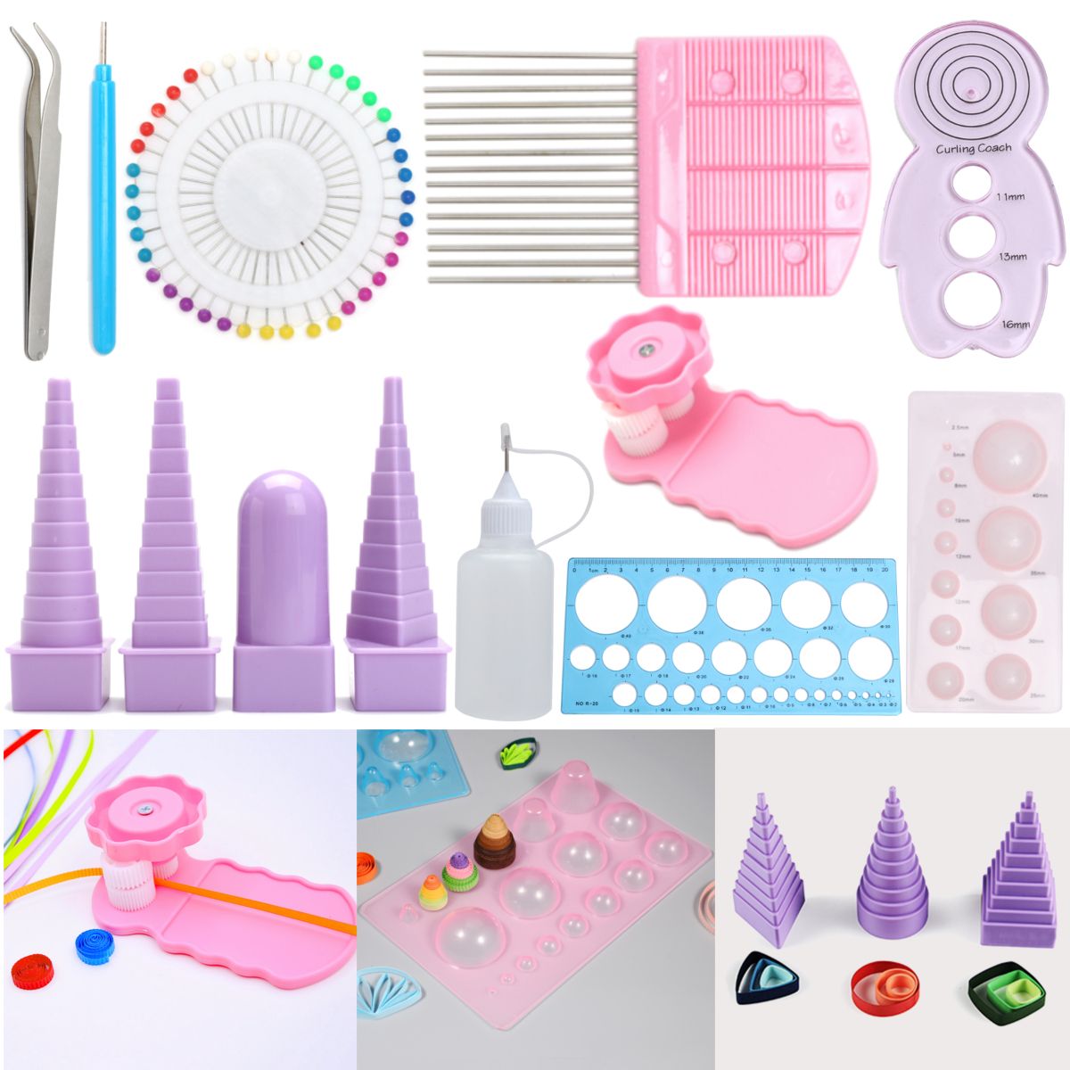 11pcs-Paper-Quilling-Board-Mould-Crimper-Comb-Ruler-Pins-Tools-Set-DIY-Craft-Kit-1191608