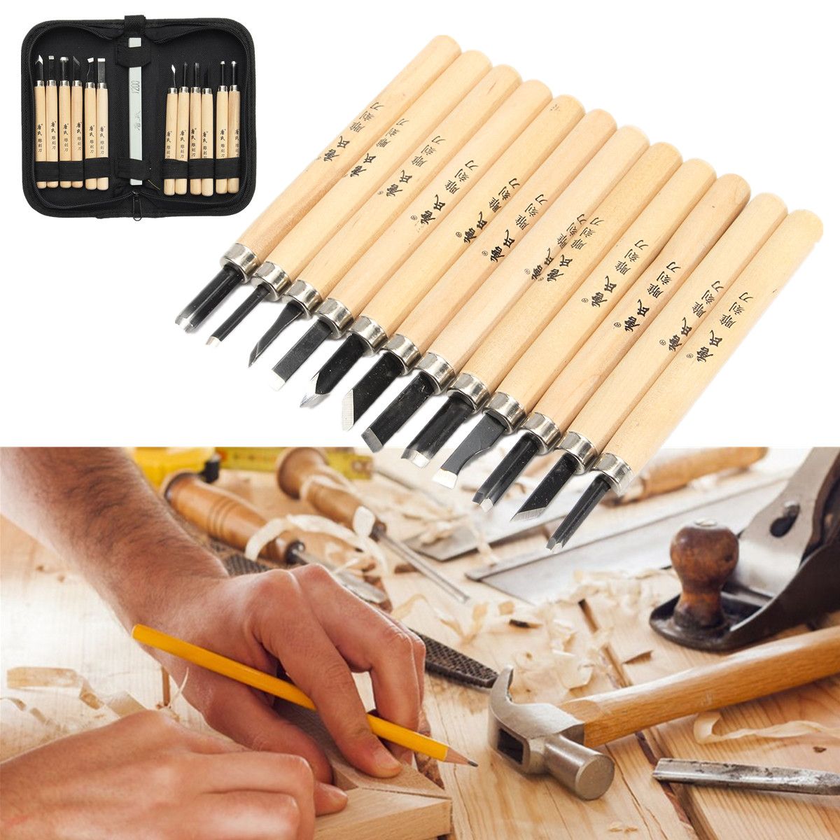 12Pcs-Wood-Carving-Hand-Chisel-Tool-Set-Wood-Working-Professional-Gouges--Case-1182846