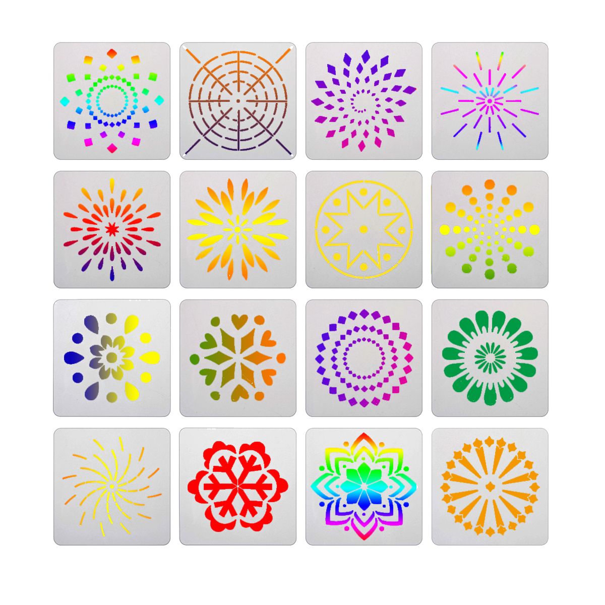 13x13cm-16Pcs-White-Plastic-Mandala-Paint-Tray-Openwork-Painting-Template-1708803