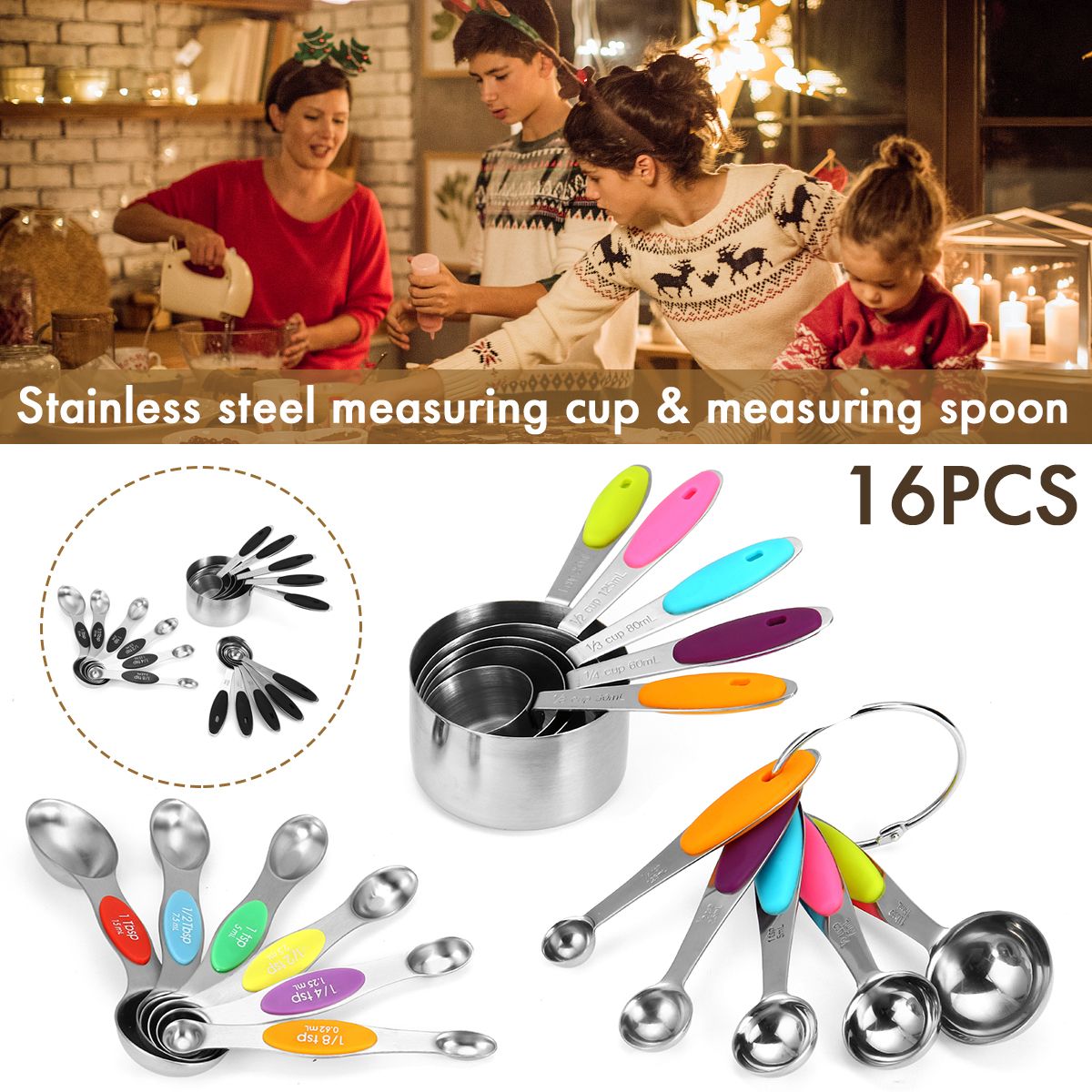 16PCS-Silicone-Handle-Stainless-Steel-Measuring-Cup-amp-Magnetic-Measuring-Spoon-1705999