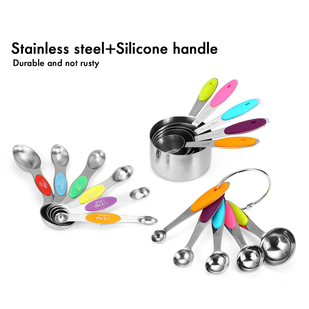 16PCS-Silicone-Handle-Stainless-Steel-Measuring-Cup-amp-Magnetic-Measuring-Spoon-1705999