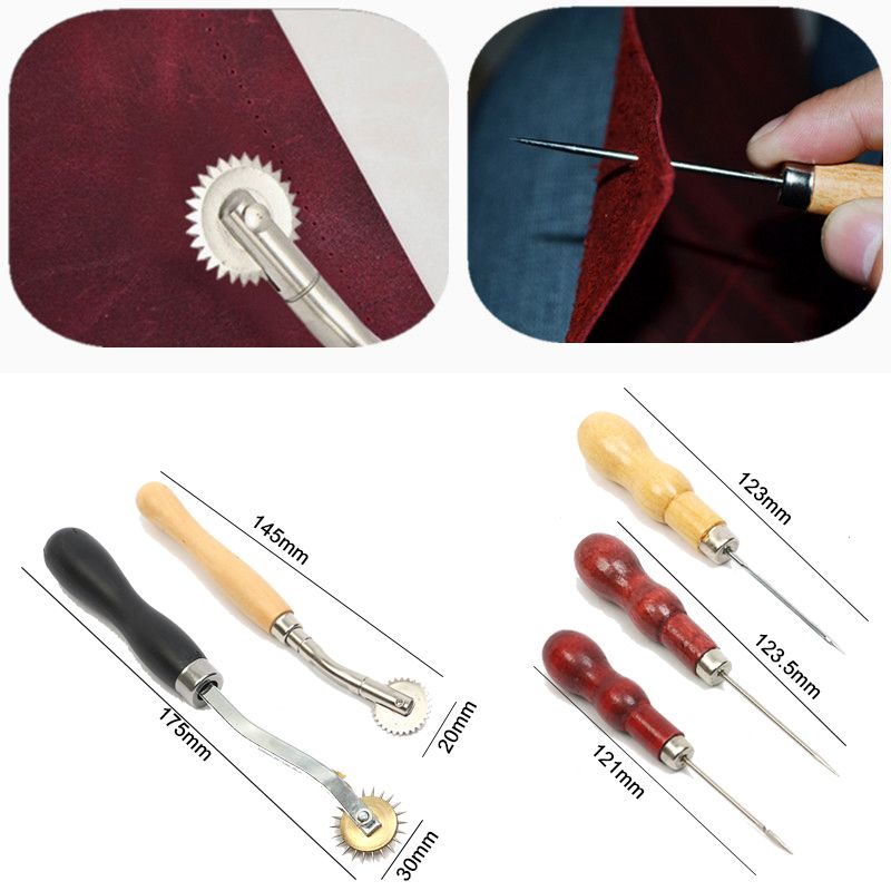 17pcs-Leather-Carft-Hand-Stitching-Sewing-Tool-Set-Kit-Thread-Awl-Waxed-Thimble-1220912