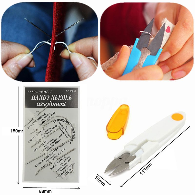 17pcs-Leather-Carft-Hand-Stitching-Sewing-Tool-Set-Kit-Thread-Awl-Waxed-Thimble-1220912