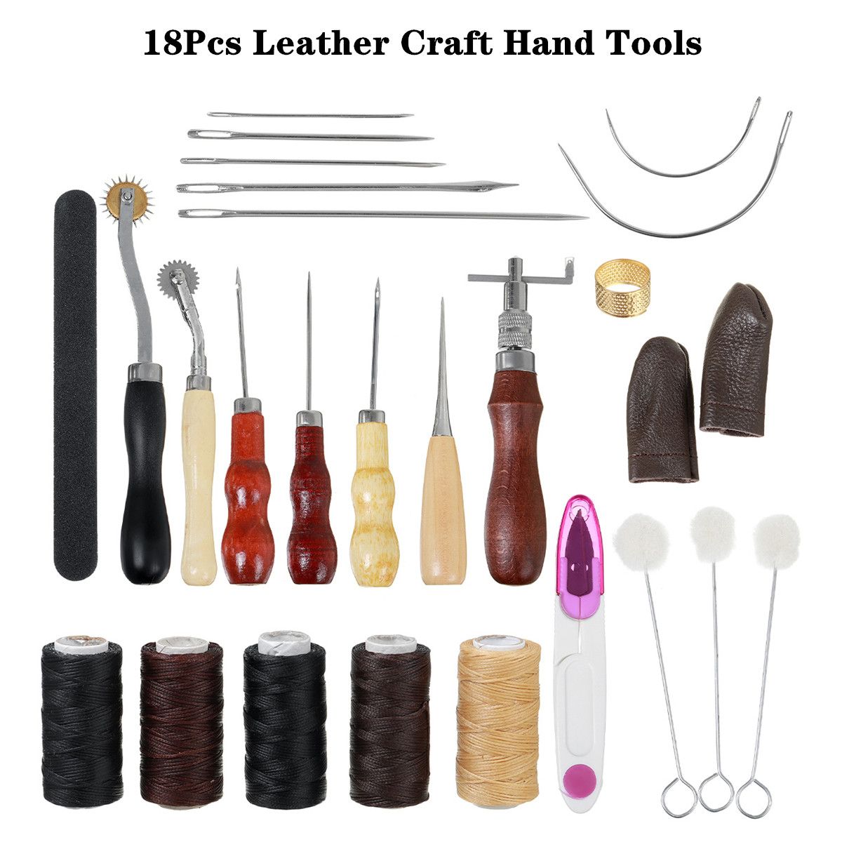 18Pcs-Professional-Vintage-Leather-Craft-Tools-Hand-Sewing-Kit-Punch-Stitching-1757122