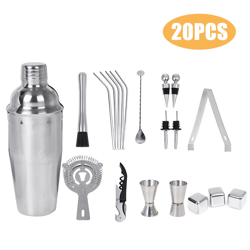 20PCS-750ml-Stainless-Steel-Cocktail-Shaker-Mixer-Drink-Set-Bartender-Bar-Party-1719706