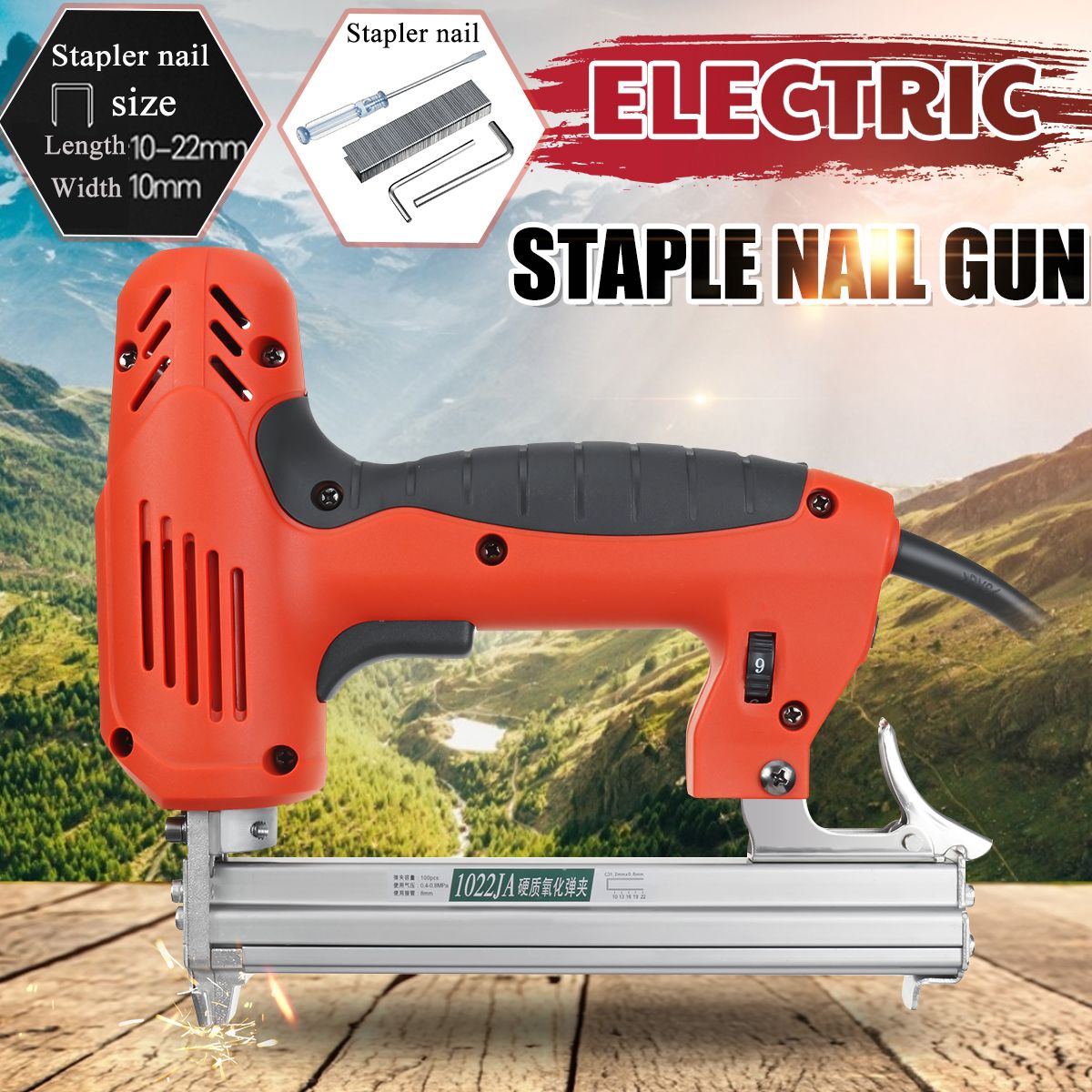 220V-Electric-Brad-Nail-U-Type-Staple-Dual-Use-StapleWoodworking-Tools-Red-1683432