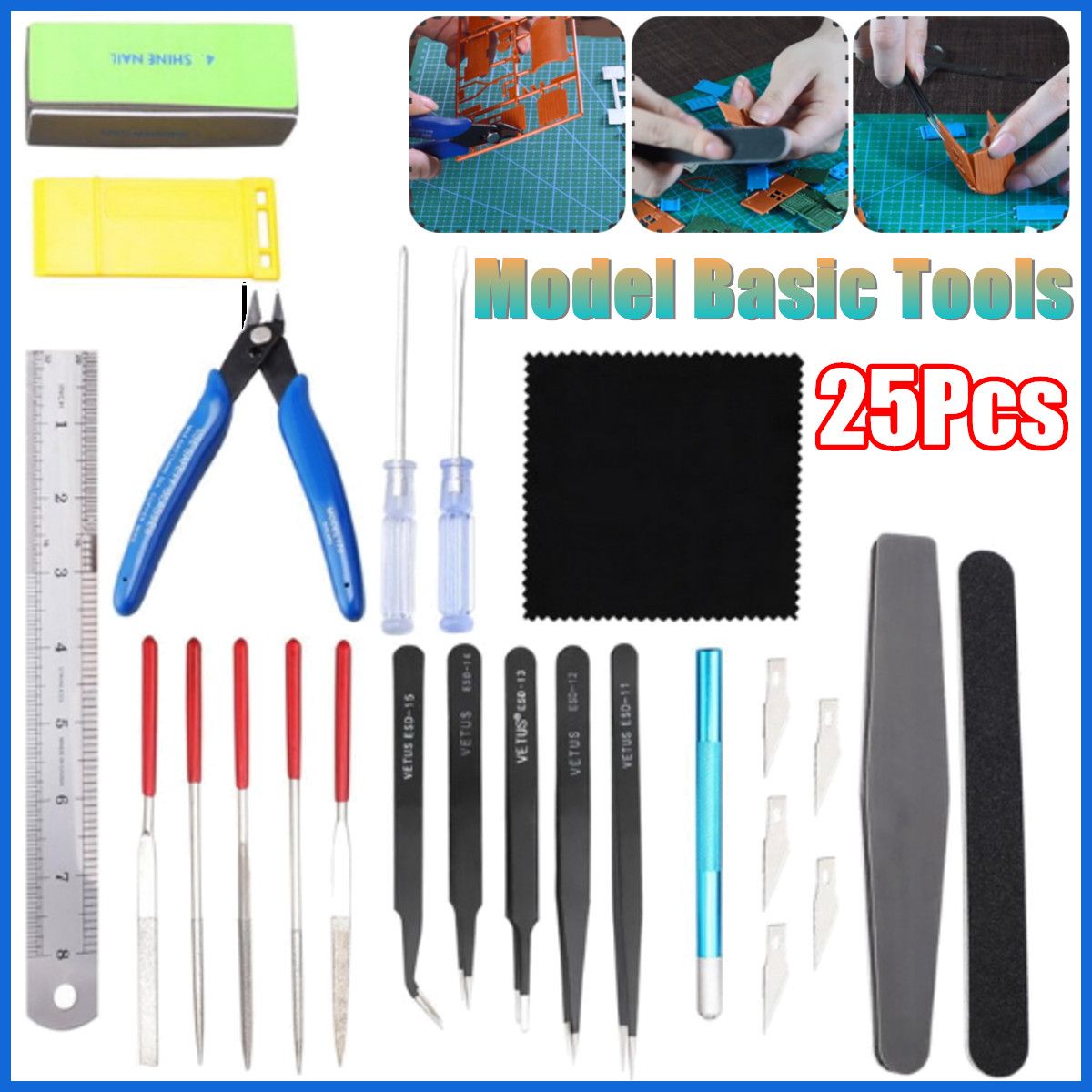 25Pcs-Gundam-Modeler-Basic-Tools-Set-Craft-Hobby-Car-Building-Model-Grinding-For-GUNDAM-1627902