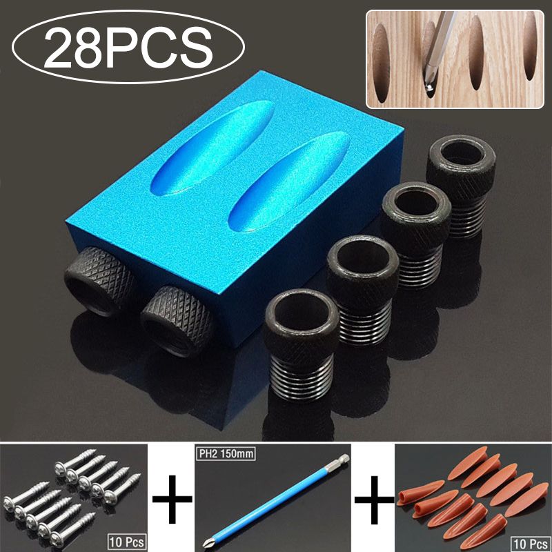 28PCS-Woodworking-Dowel-Hole-Locator-15deg-Angle-Hand-Drill-Guide-Positioner-Puncher-1646121