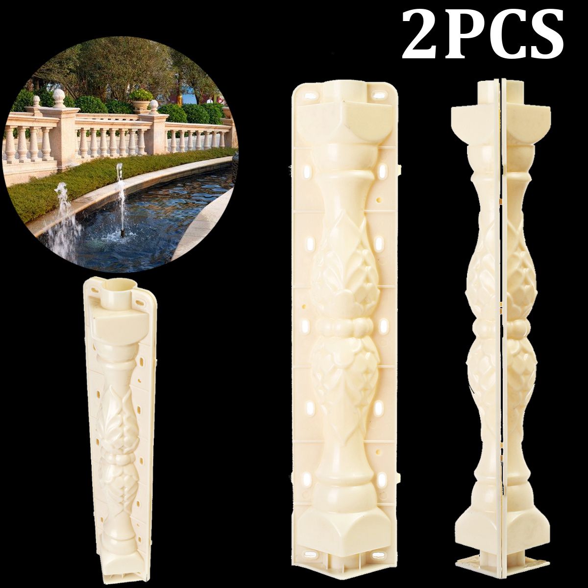 2Pcs-70CM-Balustrades-Molds-Plastic-Mould-Garden-DIY-Casting-Cement-Plaster-Concrete-1395446