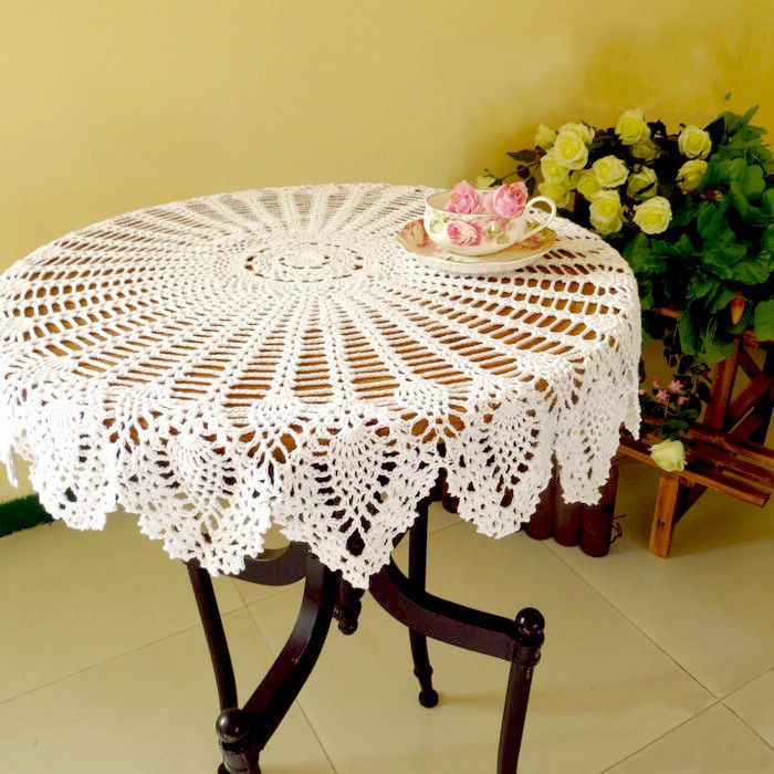 32-Hand-Crochet-Round-Tablecloth-Runner-Topper-Restaurant-Decoration-Victorian-White-Cotton-1633268