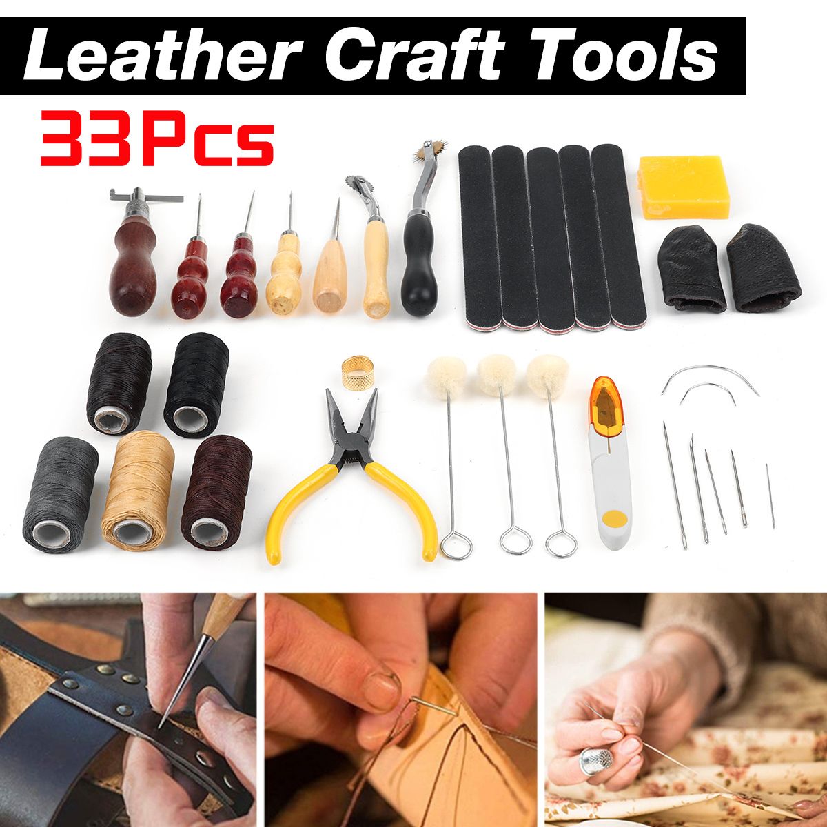 33Pcs-Professional-Leather-Craft-Working-Tools-Kit-for-Hand-Sewing-Punch-Thread-1733590