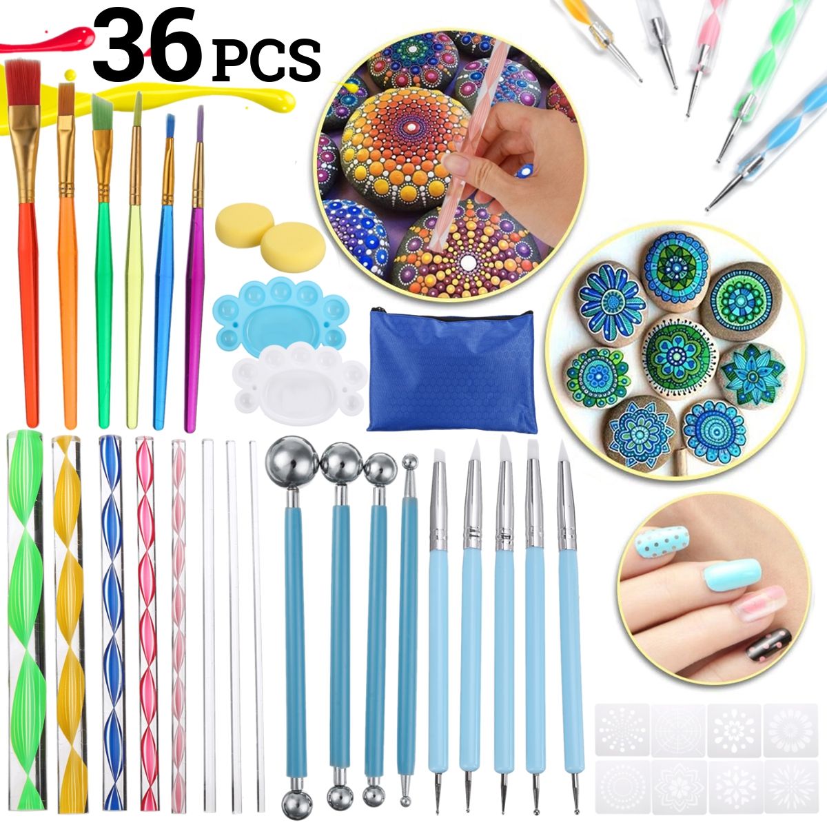 36-Pcs-DIY-Mandala-Dotting-Tools-Rock-Painting-Kits-Dot-Art-Pen-Paint-Stencil-1687368