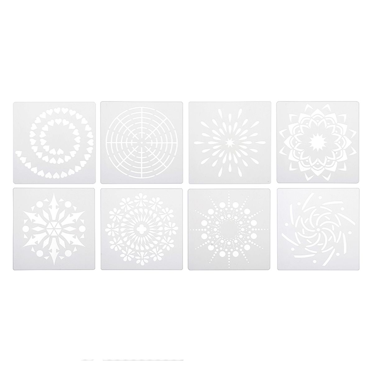 47Pcs-White-Plastic-Mandala-Paint-Tray-Openwork-Painting-Template-Tool-Kit-1707299