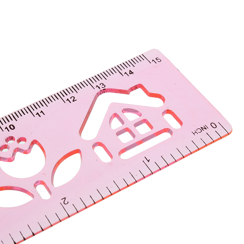 4Pcs-Candy-Color-Cute-Art-Graphics-Symbols-Drawing-Template-Ruler-15CM-1358898