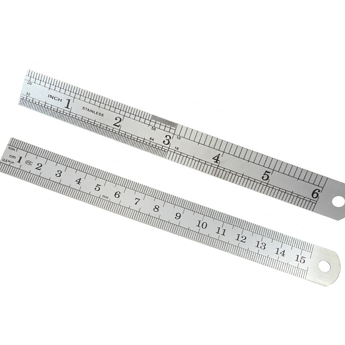 5pcs--15cm-Double-Side-Stainless-Steel-Measuring-Straight-Ruler-Metric-Silver-1039495