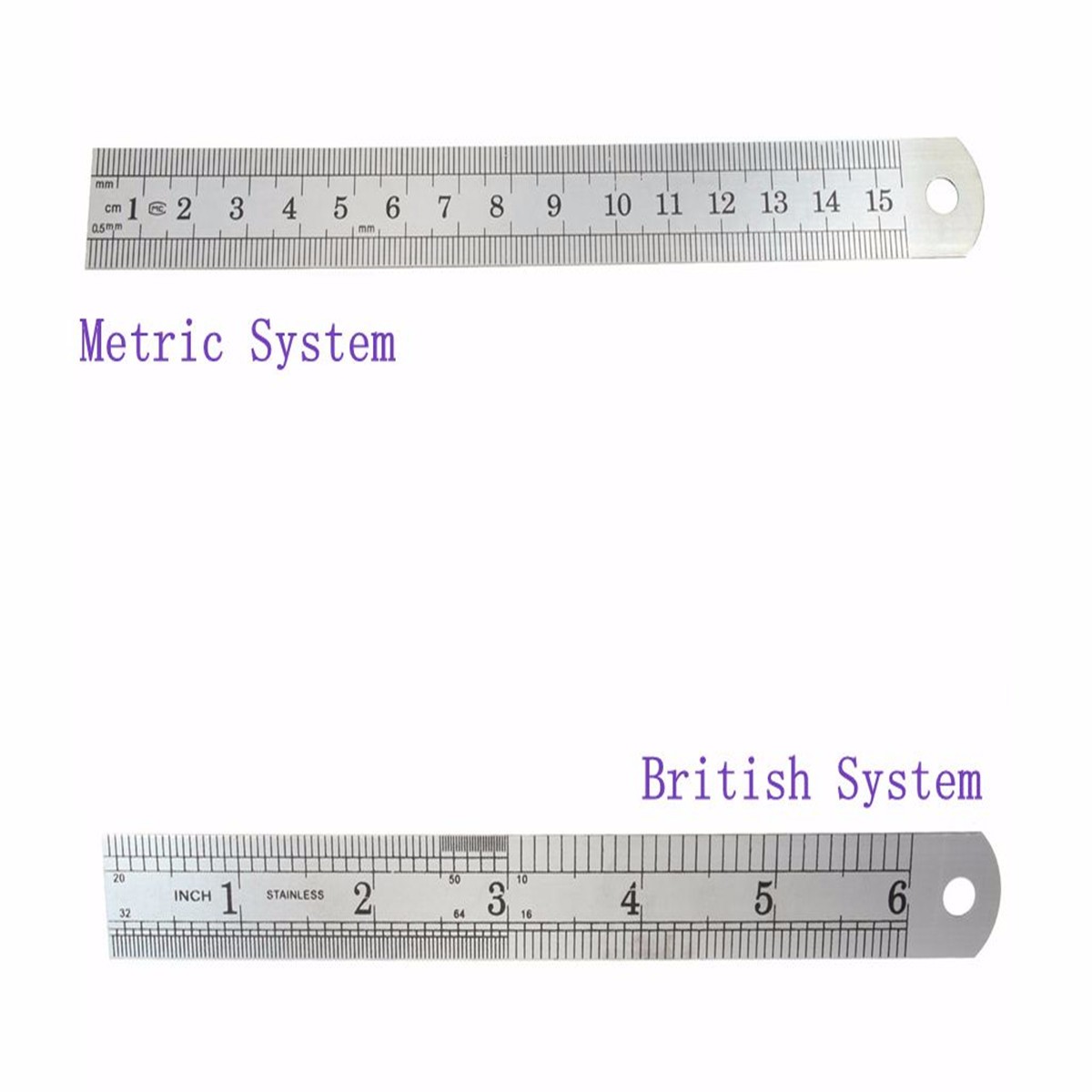 5pcs--15cm-Double-Side-Stainless-Steel-Measuring-Straight-Ruler-Metric-Silver-1039495