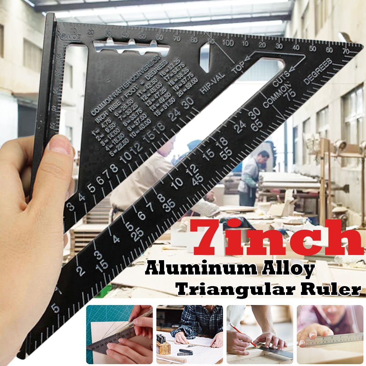 7-Inch-Aluminum-Triangle-Ruler-Speed-Square-Rafter-Angle-Miter-Protractor-Measuring-1512916