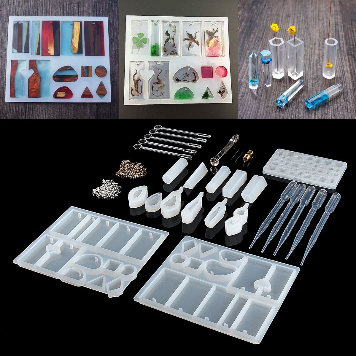 77Pcs-Resin-Casting-Mold-Kit-Silicone-Mold-Making-Jewelry-Pendant-Craft-DIY-Set-1394066