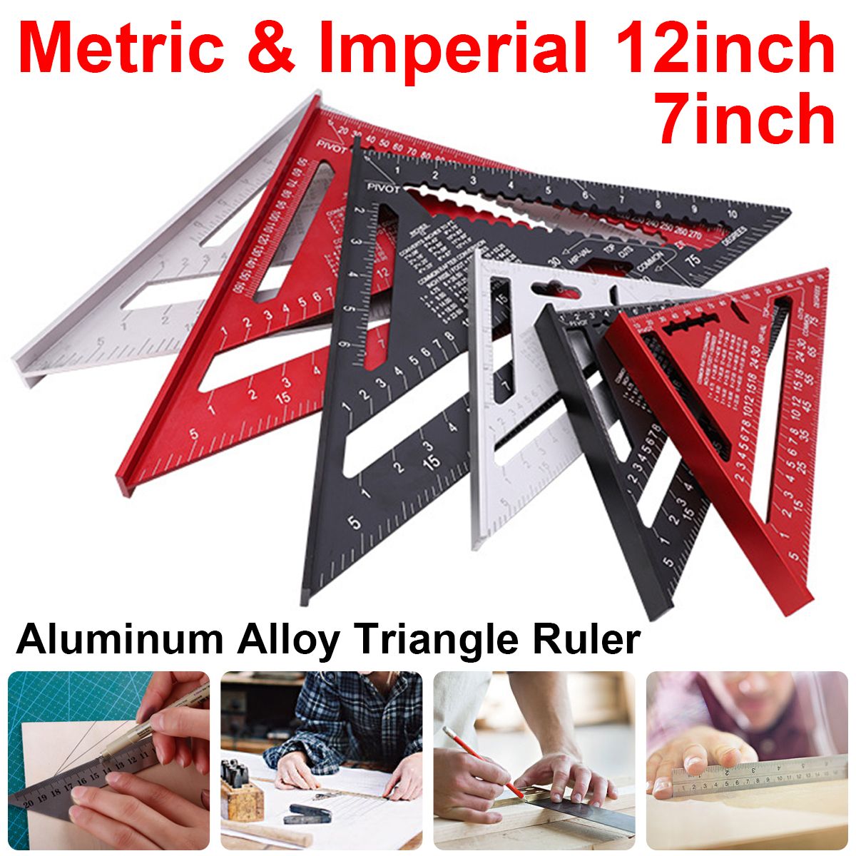 7quot12quot-Aluminum-Alloy-Triangle-Ruler-Metric-Imperial-Meter-Square-Protractor-Line-Ruler-1748549