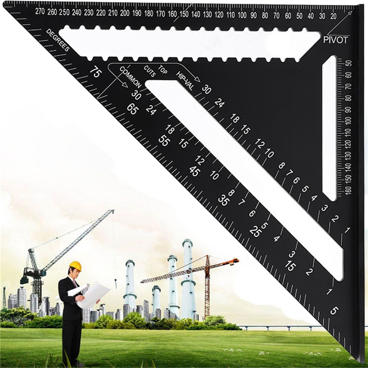 7quot12quot-Aluminum-Alloy-Triangle-Ruler-Metric-Imperial-Meter-Square-Protractor-Line-Ruler-1748549