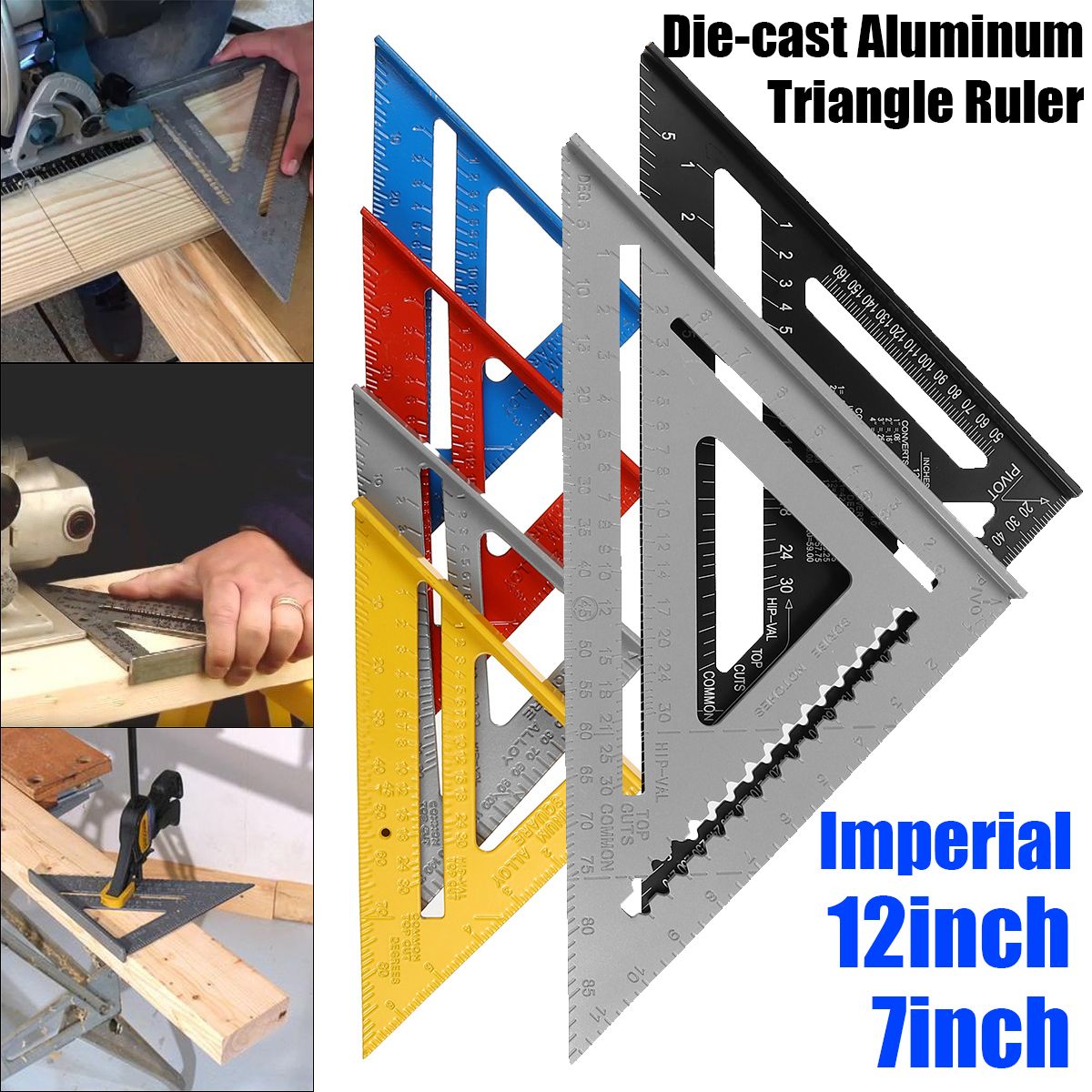 7quot12quot-Die-cast-Aluminum-Triangle-Ruler-Metric-Imperial-Meter-Square-Protractor-Ruler-Tools-1748517