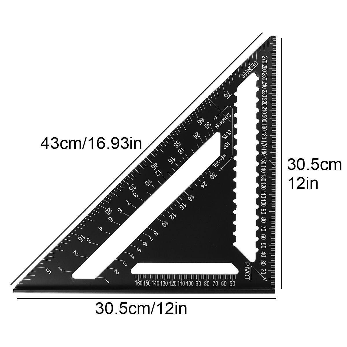 7quot12quot-Die-cast-Aluminum-Triangle-Ruler-Metric-Imperial-Meter-Square-Protractor-Ruler-Tools-1748517