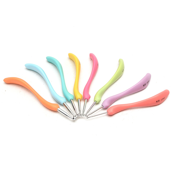 8Pcs-Soft-Plastic-Handle-Aluminum-Crochet-Hooks-Knitting-Needles-Yarn--Crochet-Tool-1186451